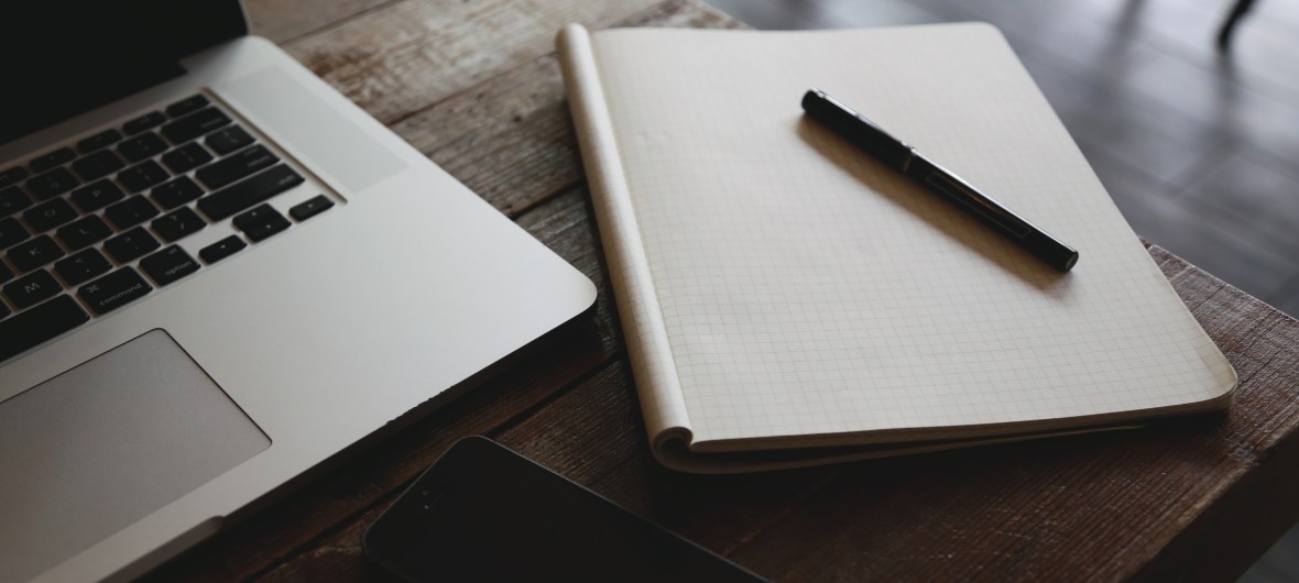 Laptop, Pen and Paper